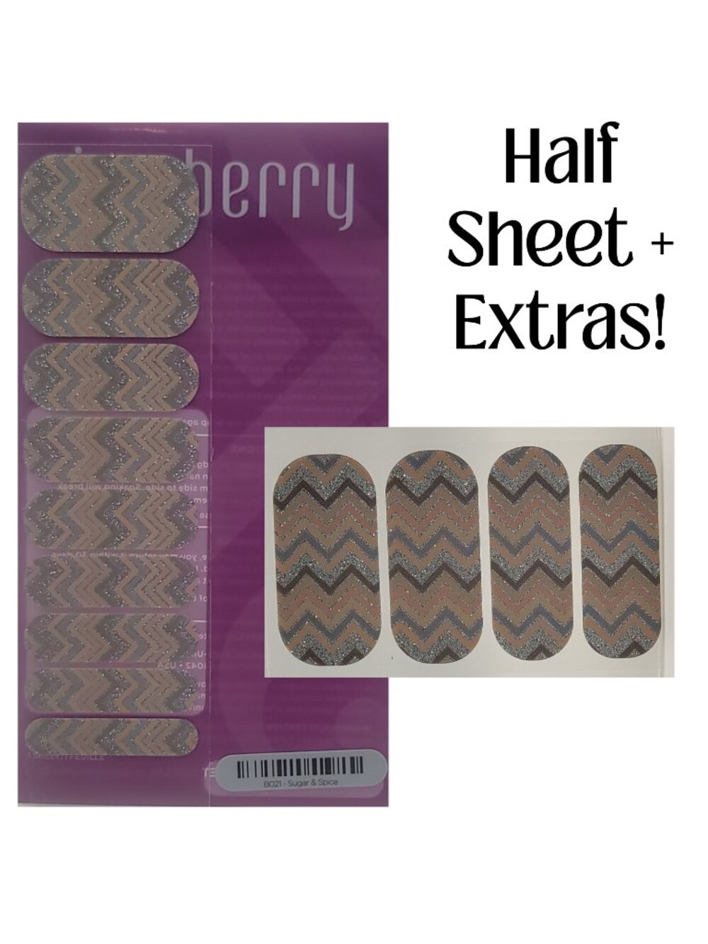 Jamberry Nail Wraps, Sugar & Spice, Half Sheet+Extras